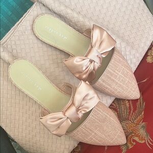 Copper Key Women's Blush Satin Bow Mules